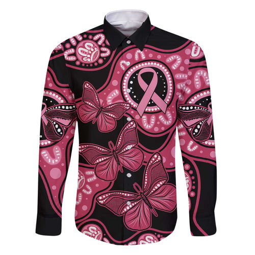 Australia Indigenous Family Matching Puletasi and Hawaiian Shirt Breast Cancer Black Aboriginal Butterfly