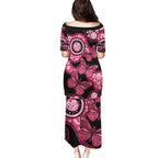 Australia Indigenous Family Matching Puletasi and Hawaiian Shirt Breast Cancer Black Aboriginal Butterfly