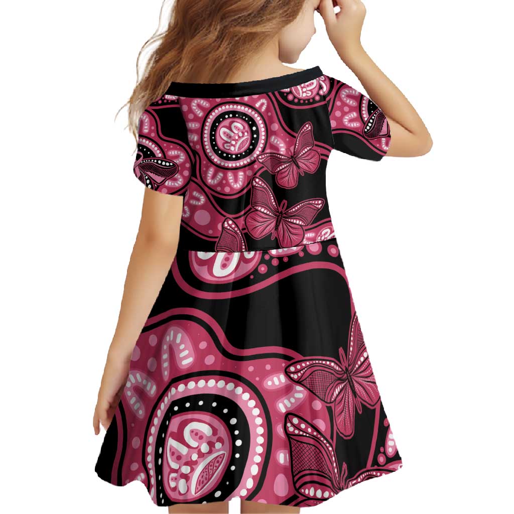 Australia Indigenous Family Matching Short Sleeve Bodycon Dress and Hawaiian Shirt Breast Cancer Black Aboriginal Butterfly