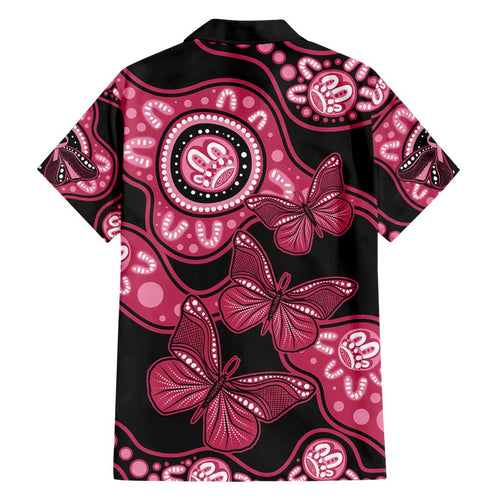 Australia Indigenous Family Matching Short Sleeve Bodycon Dress and Hawaiian Shirt Breast Cancer Black Aboriginal Butterfly
