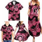 Australia Indigenous Family Matching Summer Maxi Dress and Hawaiian Shirt Breast Cancer Black Aboriginal Butterfly