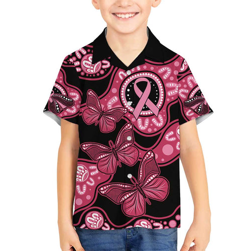 Australia Indigenous Family Matching Summer Maxi Dress and Hawaiian Shirt Breast Cancer Black Aboriginal Butterfly