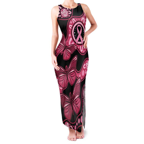 Australia Indigenous Family Matching Tank Maxi Dress and Hawaiian Shirt Breast Cancer Black Aboriginal Butterfly