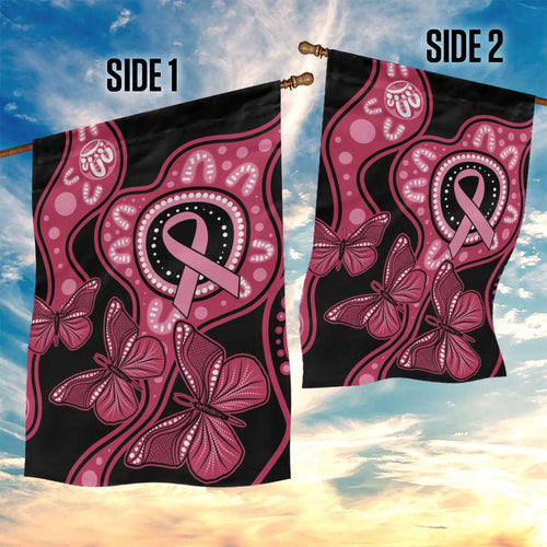 Australia Indigenous Garden Flag Breast Cancer Black Aboriginal Butterfly
