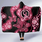 Australia Indigenous Hooded Blanket Breast Cancer Black Aboriginal Butterfly