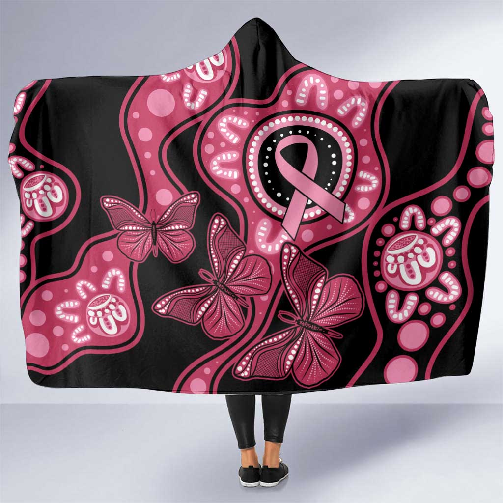 Australia Indigenous Hooded Blanket Breast Cancer Black Aboriginal Butterfly