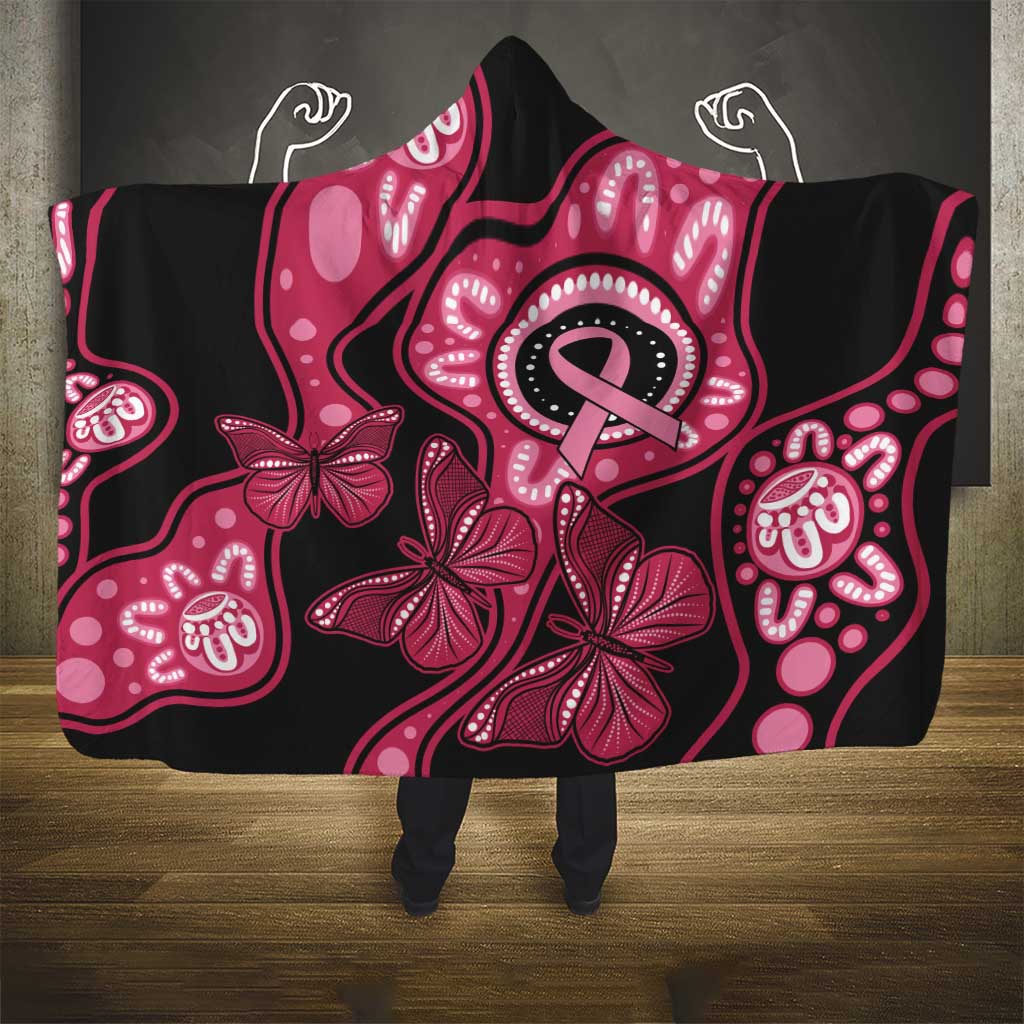 Australia Indigenous Hooded Blanket Breast Cancer Black Aboriginal Butterfly