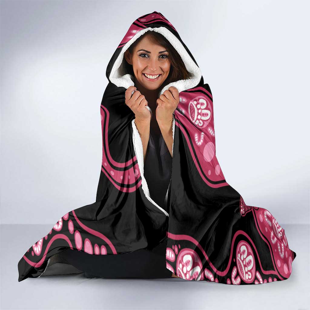 Australia Indigenous Hooded Blanket Breast Cancer Black Aboriginal Butterfly