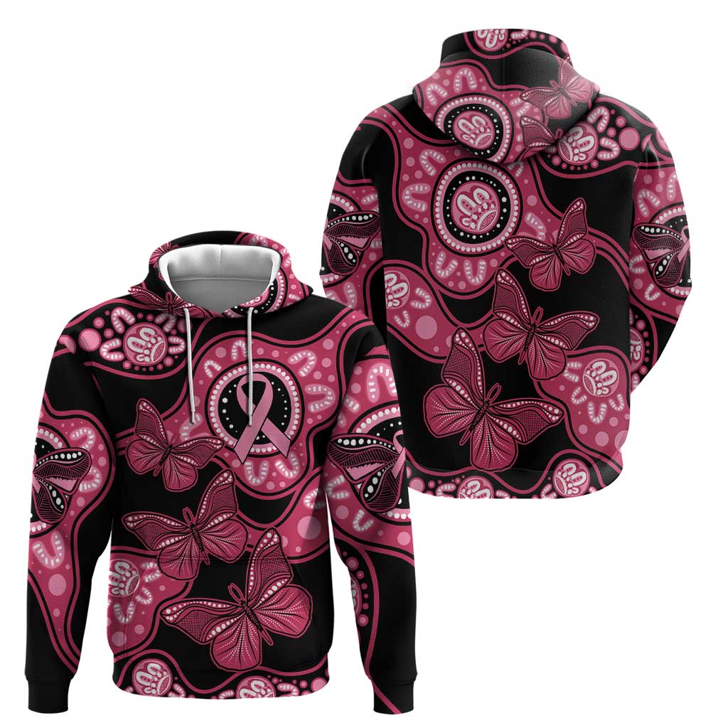 Australia Indigenous Hoodie Breast Cancer Black Aboriginal Butterfly