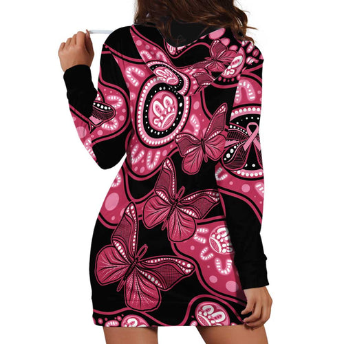 Australia Indigenous Hoodie Dress Breast Cancer Black Aboriginal Butterfly