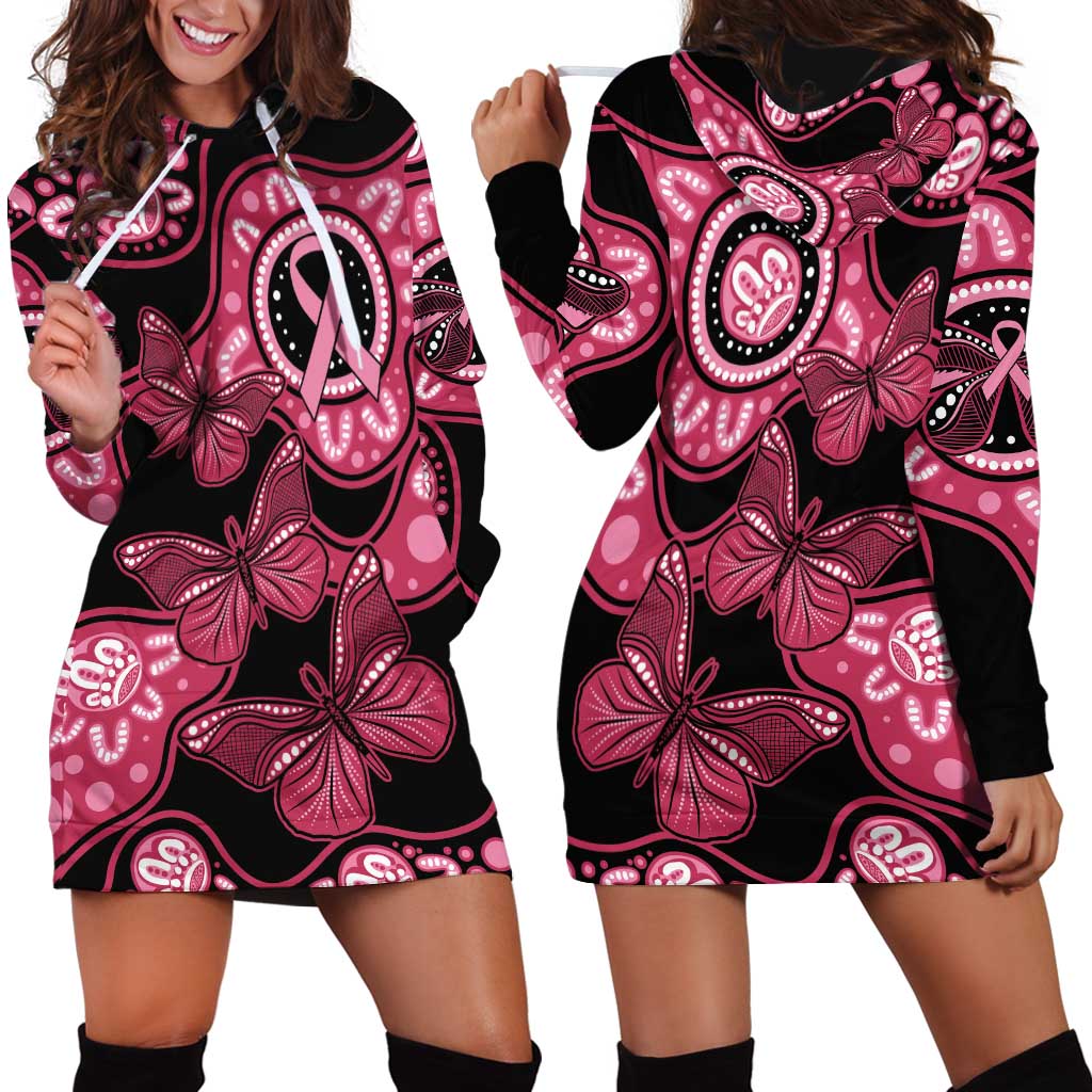 Australia Indigenous Hoodie Dress Breast Cancer Black Aboriginal Butterfly