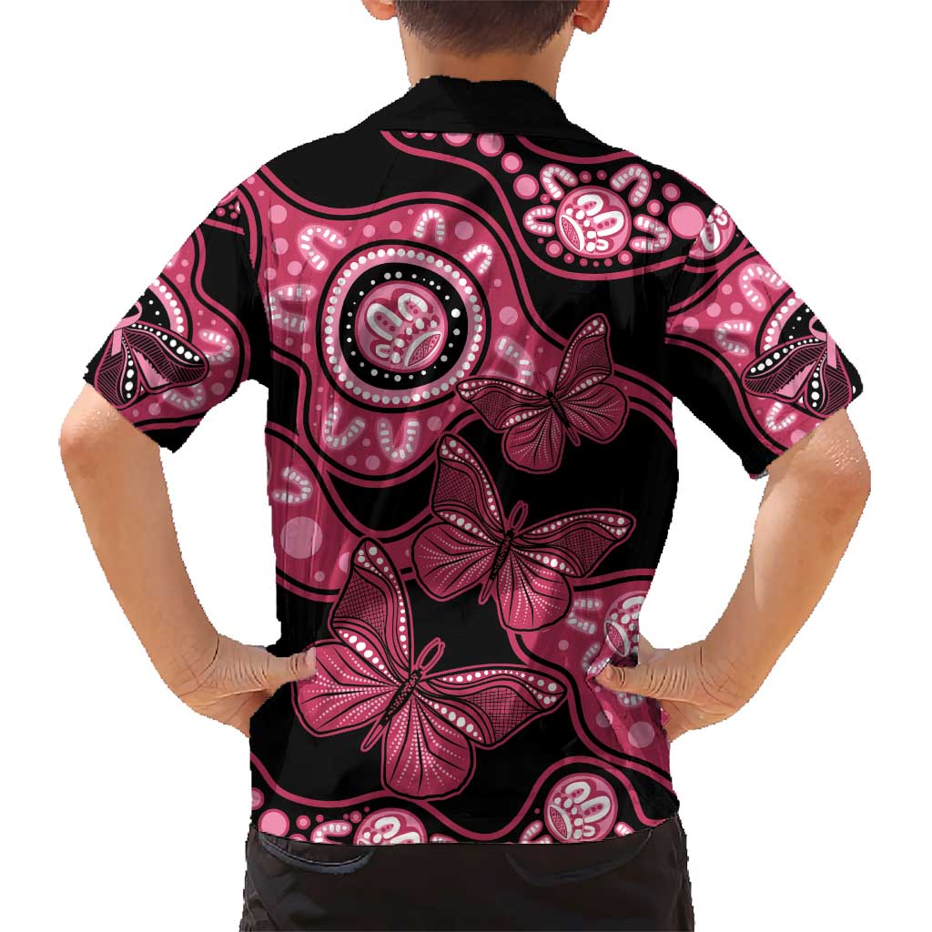 Australia Indigenous Kid Hawaiian Shirt Breast Cancer Black Aboriginal Butterfly