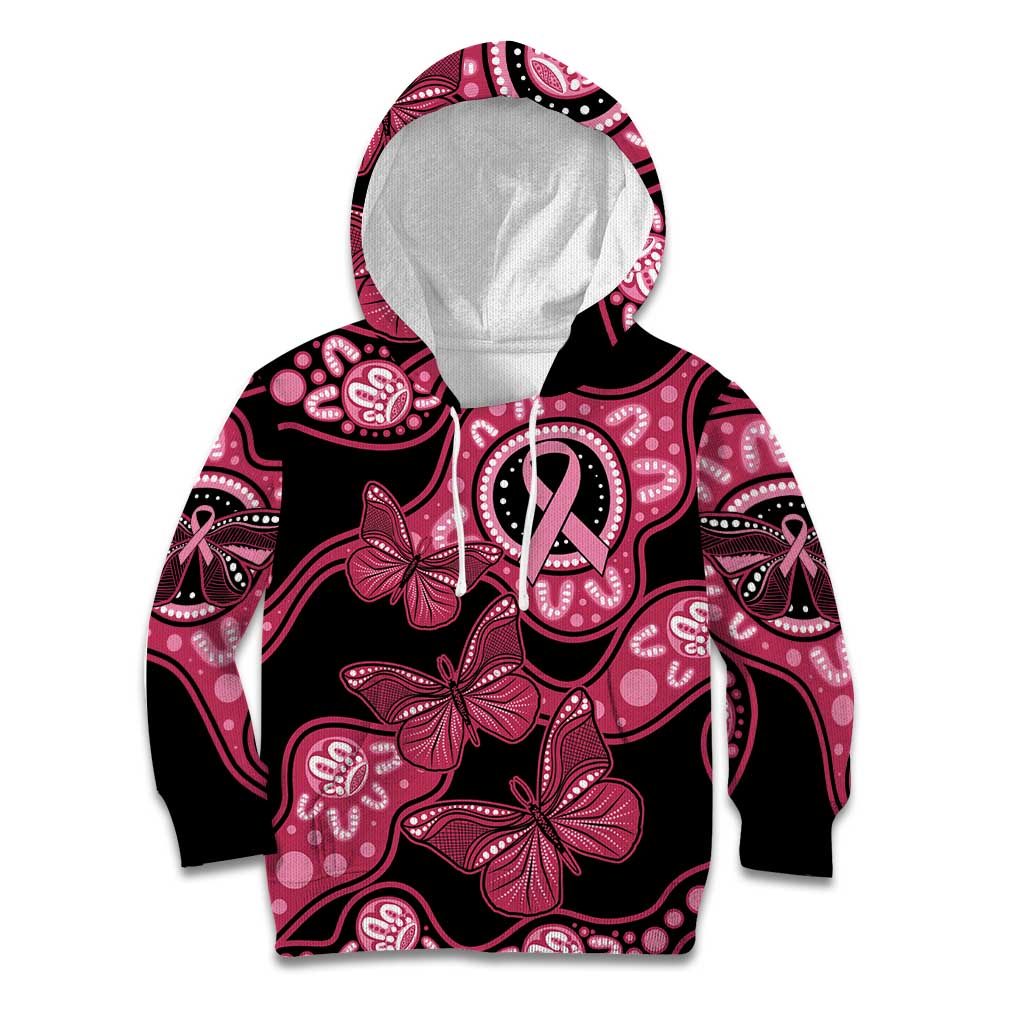 Australia Indigenous Kid Hoodie Breast Cancer Black Aboriginal Butterfly