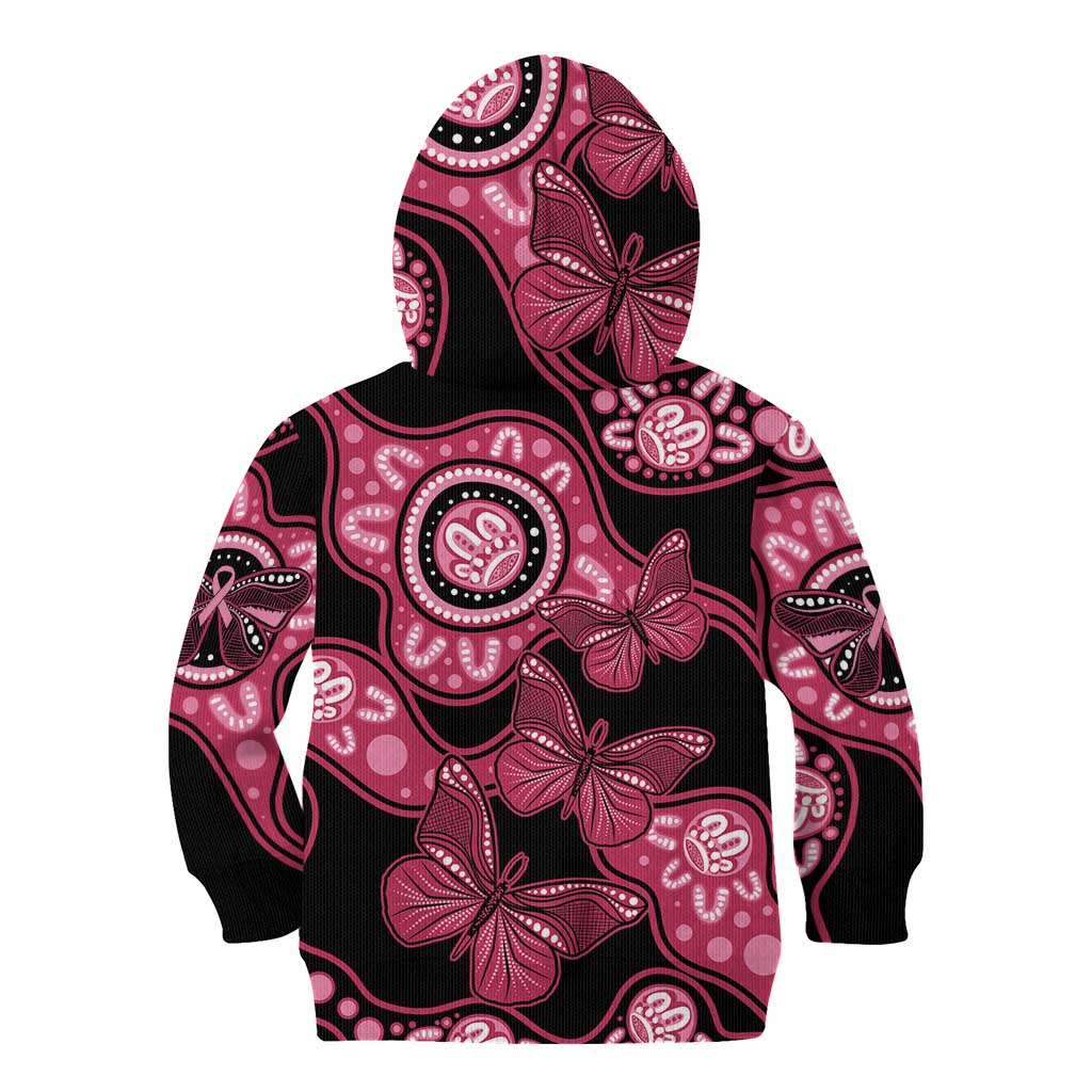 Australia Indigenous Kid Hoodie Breast Cancer Black Aboriginal Butterfly