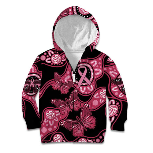 Australia Indigenous Kid Hoodie Breast Cancer Black Aboriginal Butterfly