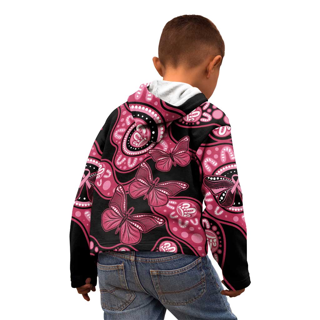 Australia Indigenous Kid Hoodie Breast Cancer Black Aboriginal Butterfly