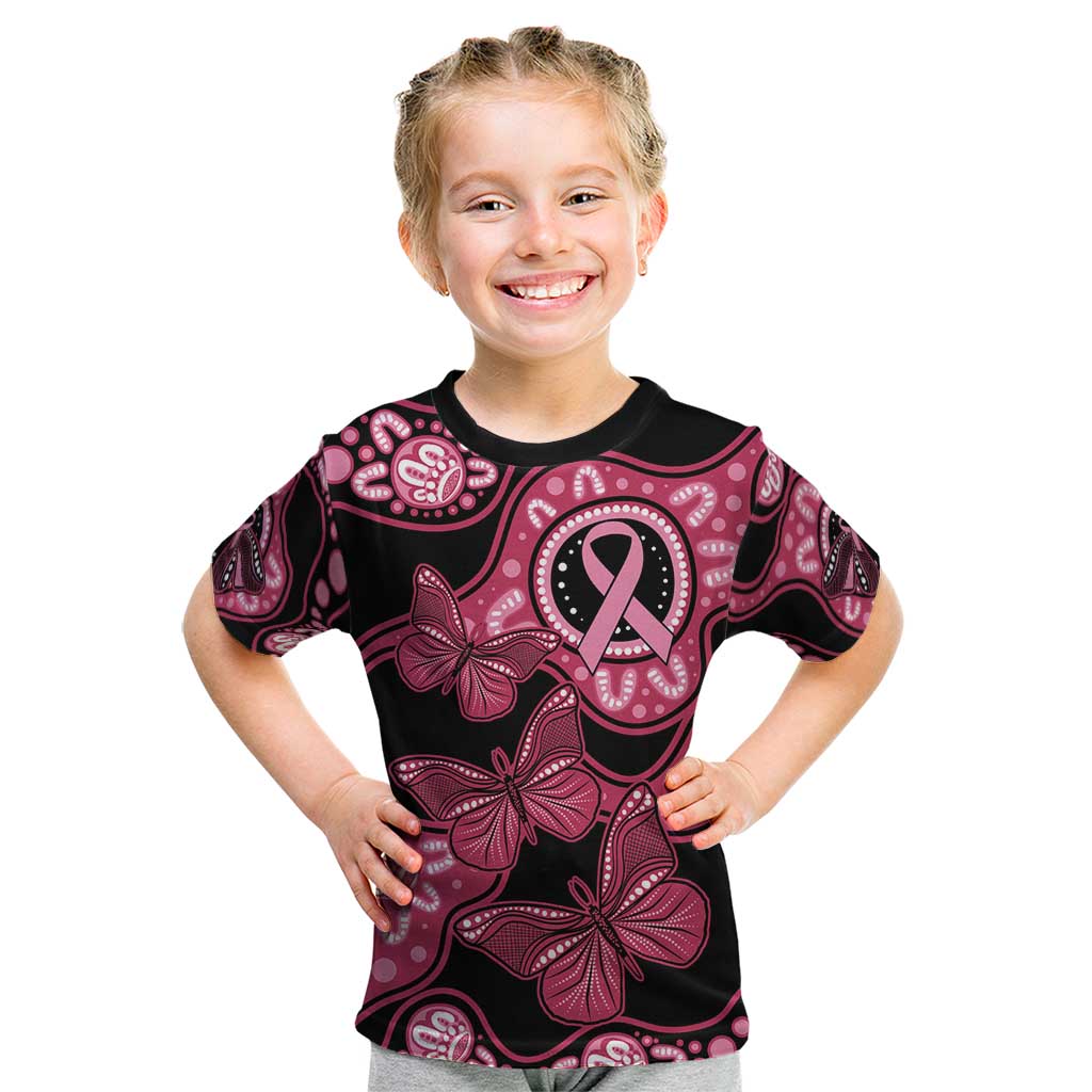 Australia Indigenous Kid T Shirt Breast Cancer Black Aboriginal Butterfly