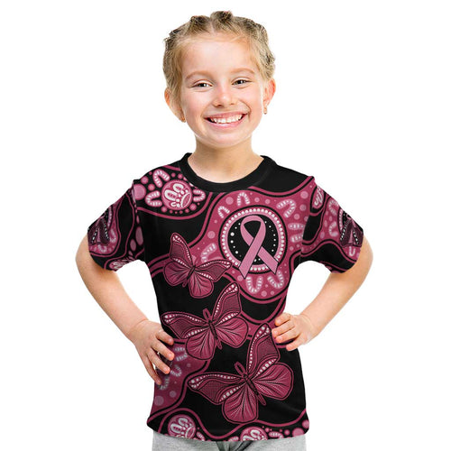 Australia Indigenous Kid T Shirt Breast Cancer Black Aboriginal Butterfly