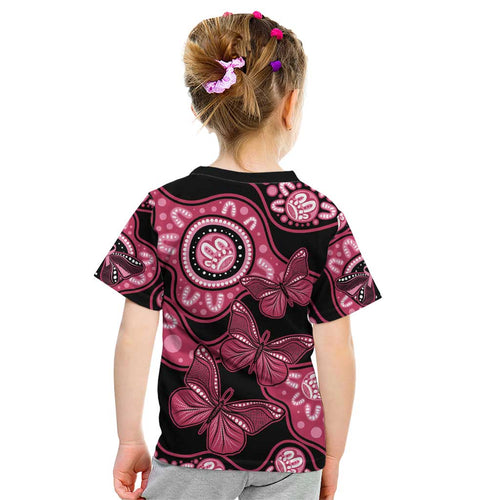 Australia Indigenous Kid T Shirt Breast Cancer Black Aboriginal Butterfly