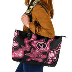 Australia Indigenous Leather Tote Bag Breast Cancer Black Aboriginal Butterfly