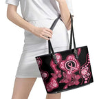 Australia Indigenous Leather Tote Bag Breast Cancer Black Aboriginal Butterfly