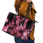 Australia Indigenous Leather Tote Bag Breast Cancer Black Aboriginal Butterfly