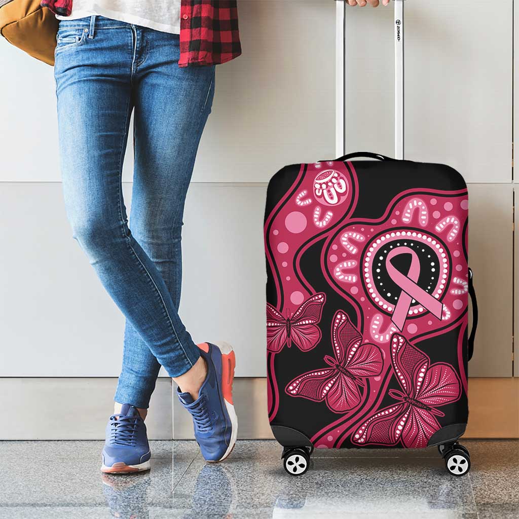 Australia Indigenous Luggage Cover Breast Cancer Black Aboriginal Butterfly