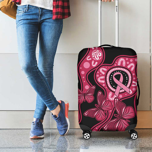 Australia Indigenous Luggage Cover Breast Cancer Black Aboriginal Butterfly