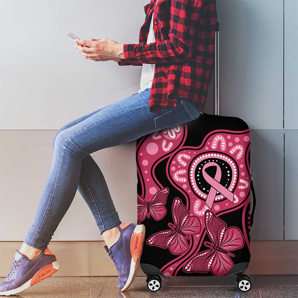Australia Indigenous Luggage Cover Breast Cancer Black Aboriginal Butterfly