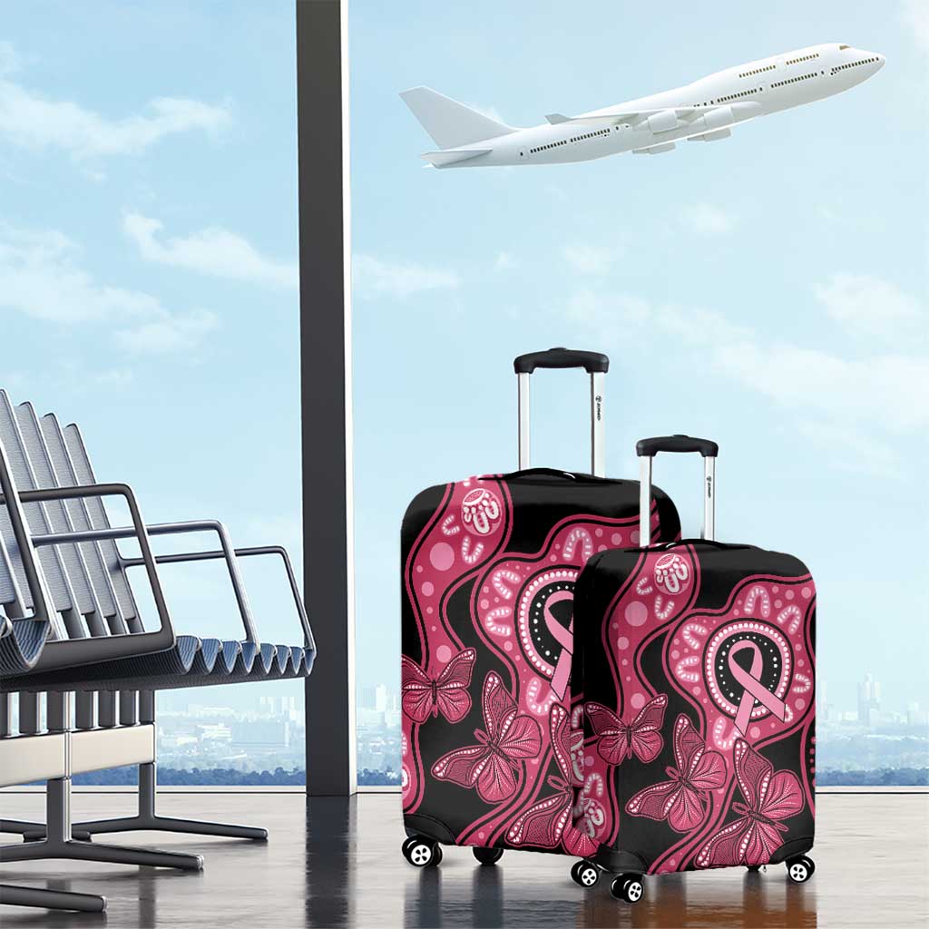 Australia Indigenous Luggage Cover Breast Cancer Black Aboriginal Butterfly