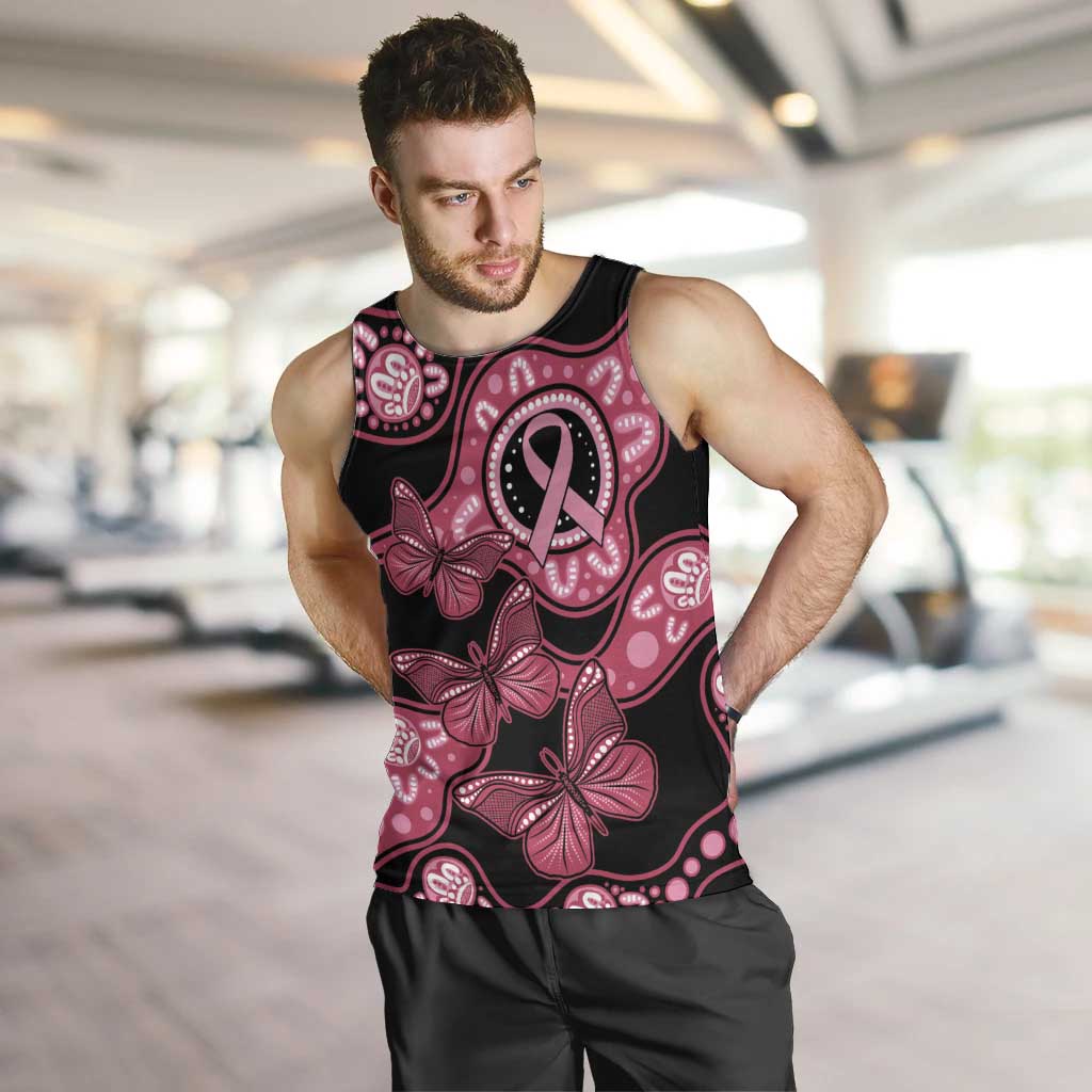 Australia Indigenous Men Tank Top Breast Cancer Black Aboriginal Butterfly