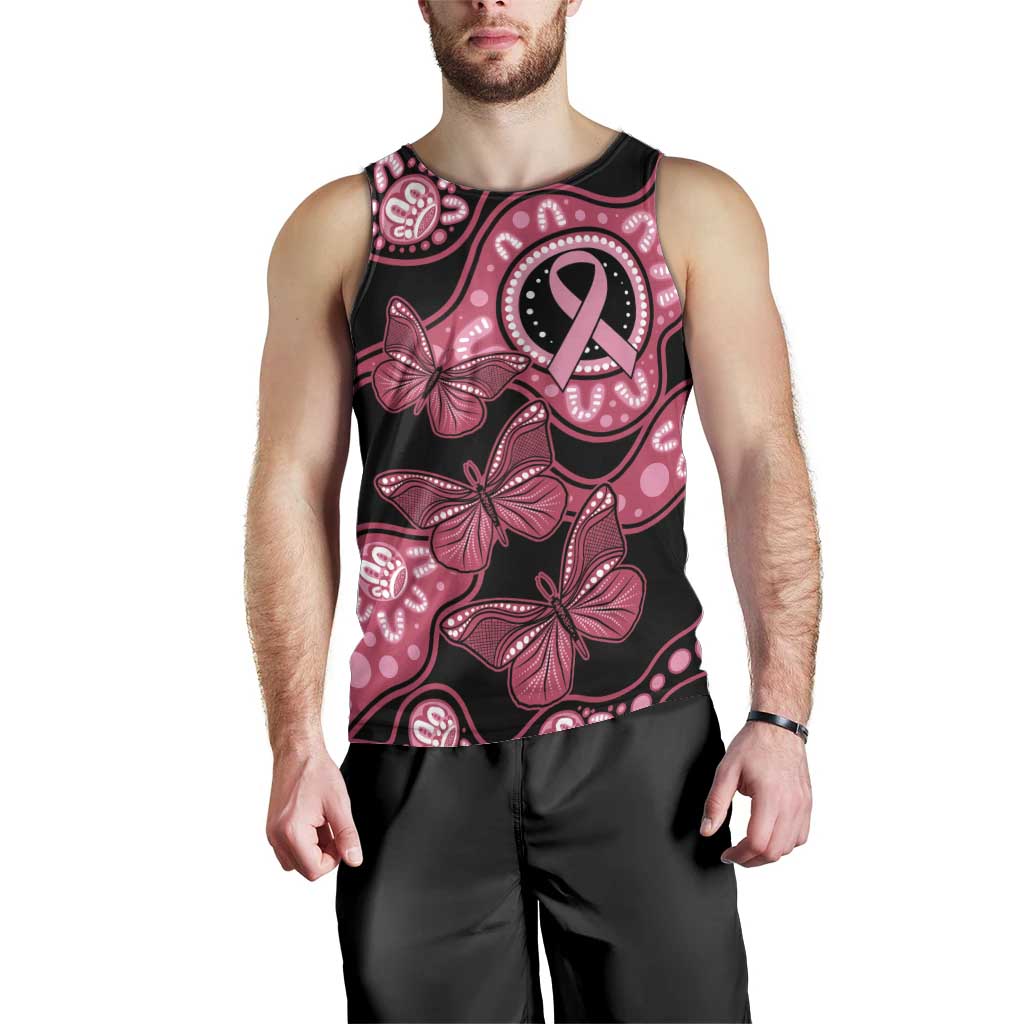 Australia Indigenous Men Tank Top Breast Cancer Black Aboriginal Butterfly
