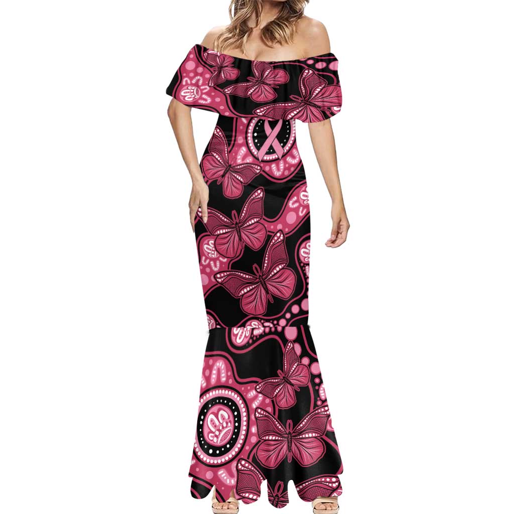 Australia Indigenous Mermaid Dress Breast Cancer Black Aboriginal Butterfly