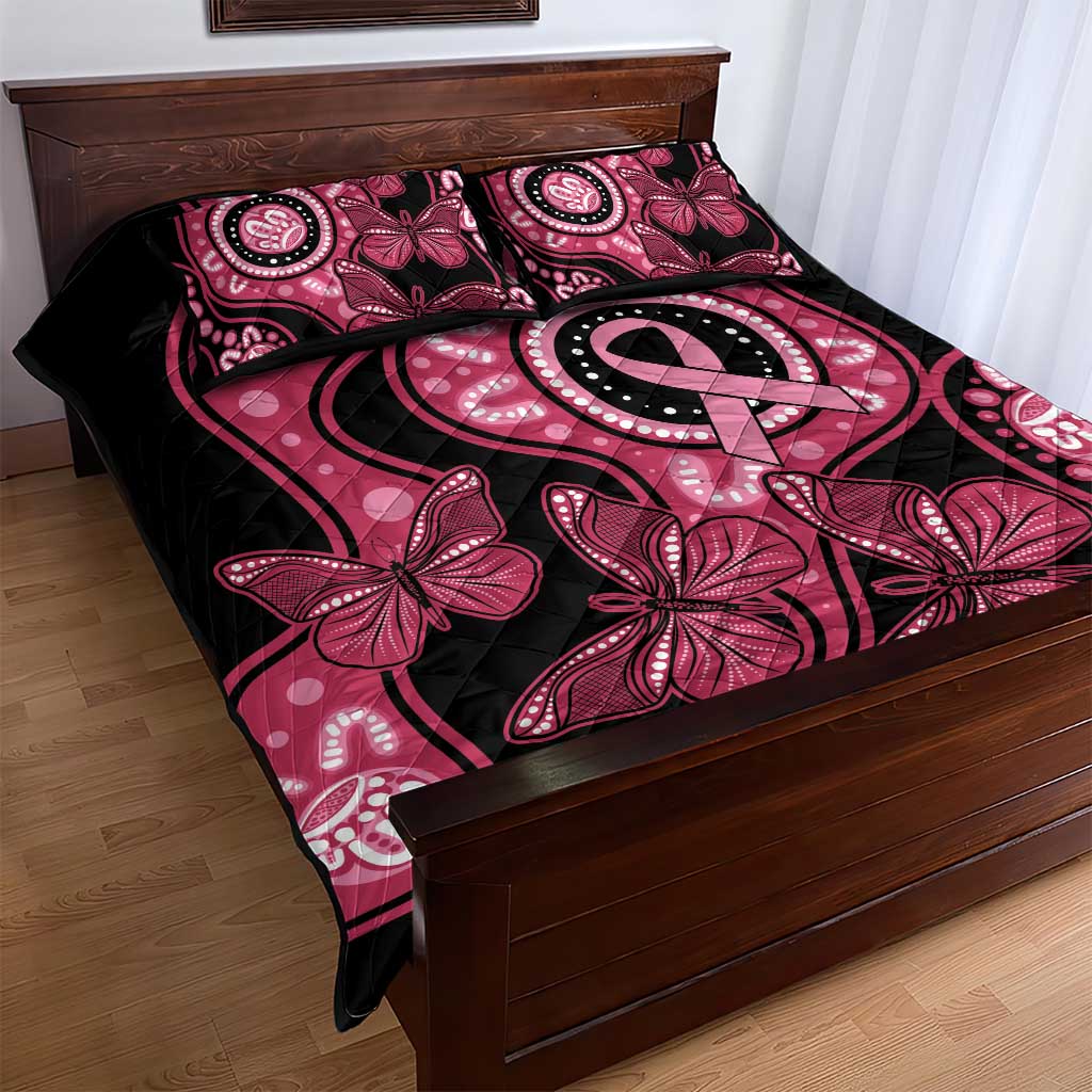 Australia Indigenous Quilt Bed Set Breast Cancer Black Aboriginal Butterfly