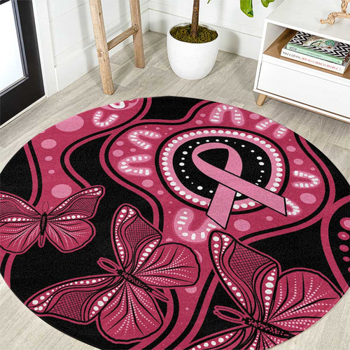 Australia Indigenous Round Carpet Breast Cancer Black Aboriginal Butterfly