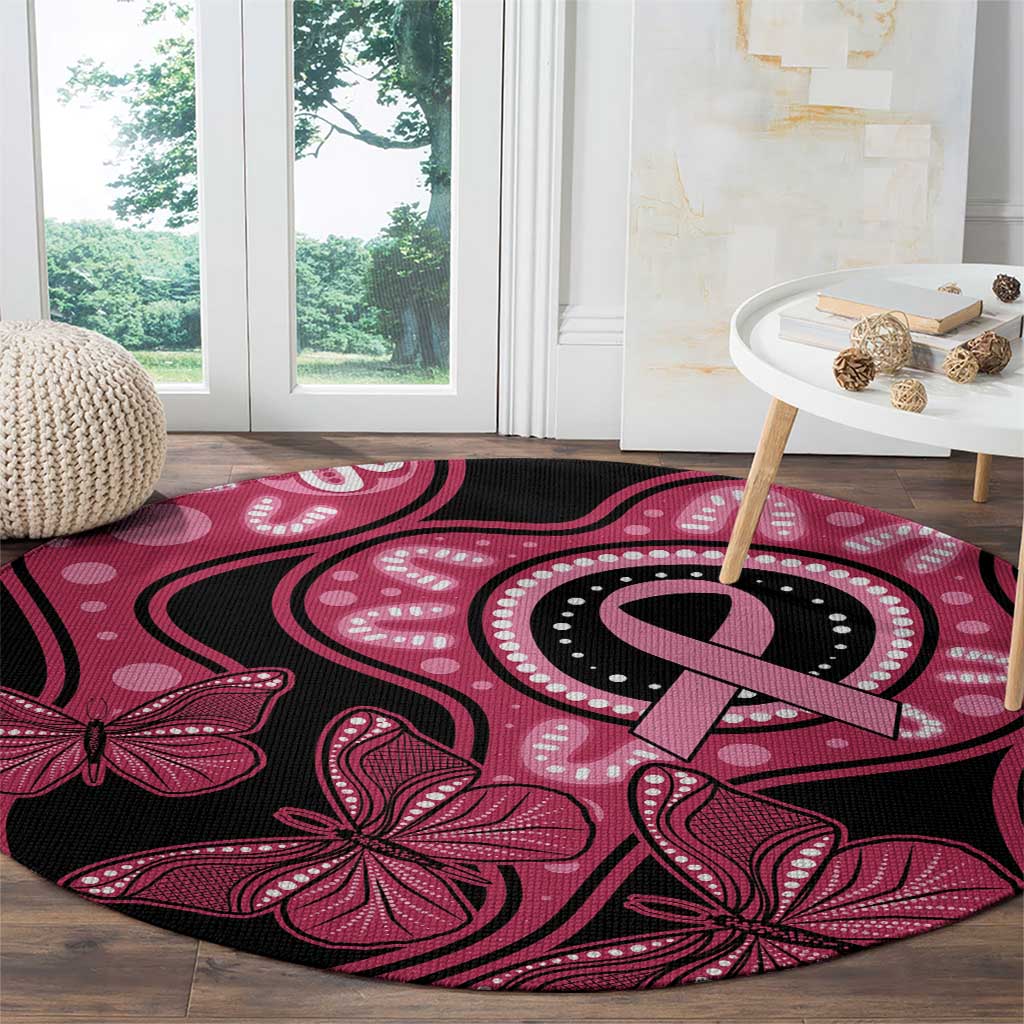 Australia Indigenous Round Carpet Breast Cancer Black Aboriginal Butterfly