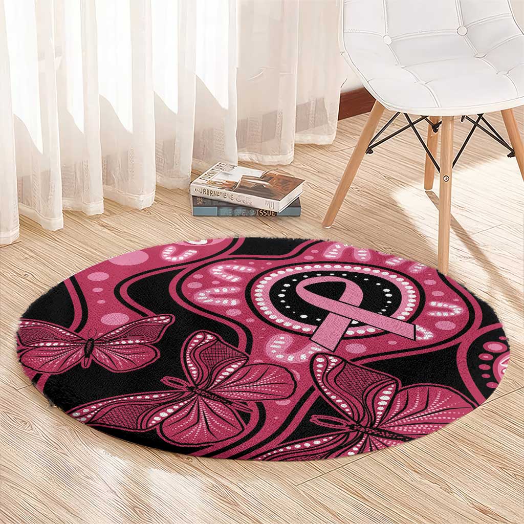 Australia Indigenous Round Carpet Breast Cancer Black Aboriginal Butterfly