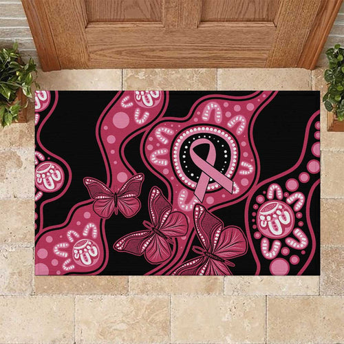 Australia Indigenous Rubber Doormat Breast Cancer Black Aboriginal Butterfly