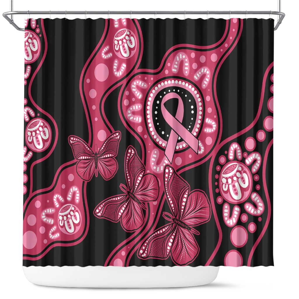 Australia Indigenous Shower Curtain Breast Cancer Black Aboriginal Butterfly