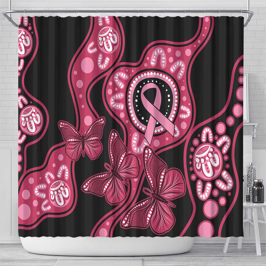 Australia Indigenous Shower Curtain Breast Cancer Black Aboriginal Butterfly