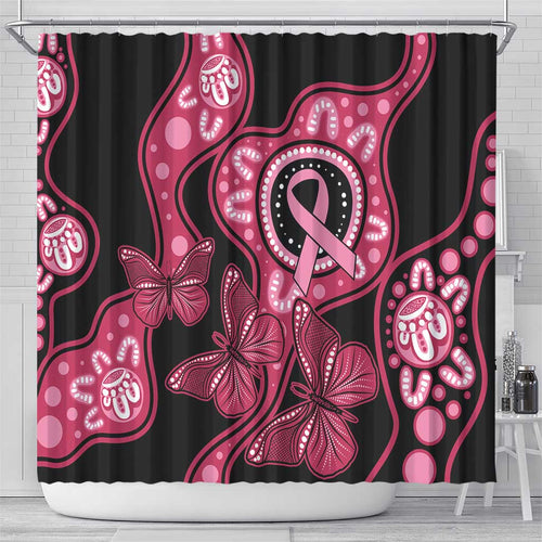 Australia Indigenous Shower Curtain Breast Cancer Black Aboriginal Butterfly
