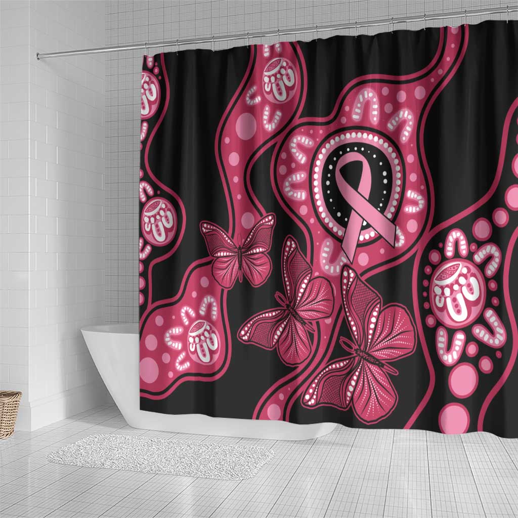 Australia Indigenous Shower Curtain Breast Cancer Black Aboriginal Butterfly