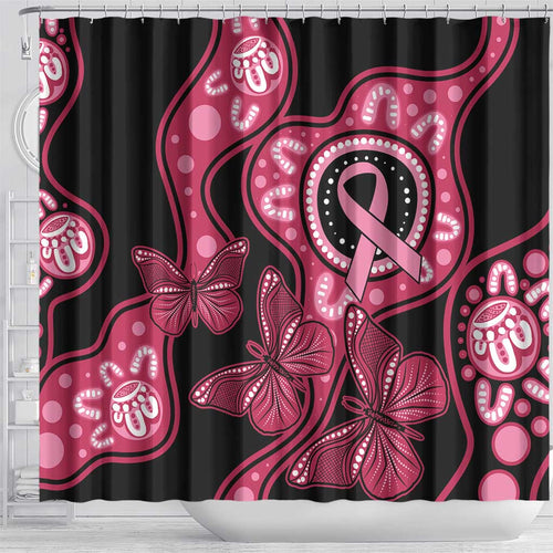 Australia Indigenous Shower Curtain Breast Cancer Black Aboriginal Butterfly