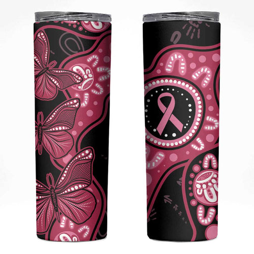 Australia Indigenous Skinny Tumbler Breast Cancer Black Aboriginal Butterfly