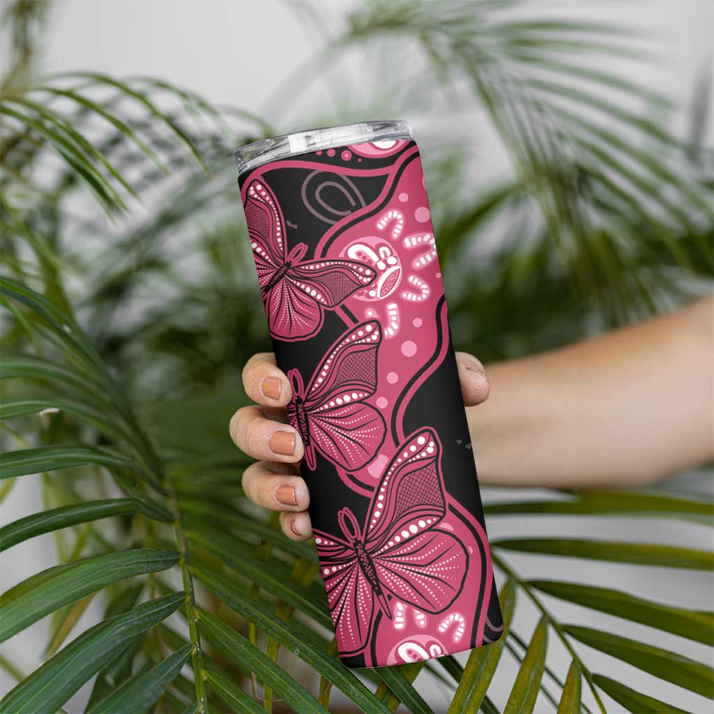 Australia Indigenous Skinny Tumbler Breast Cancer Black Aboriginal Butterfly