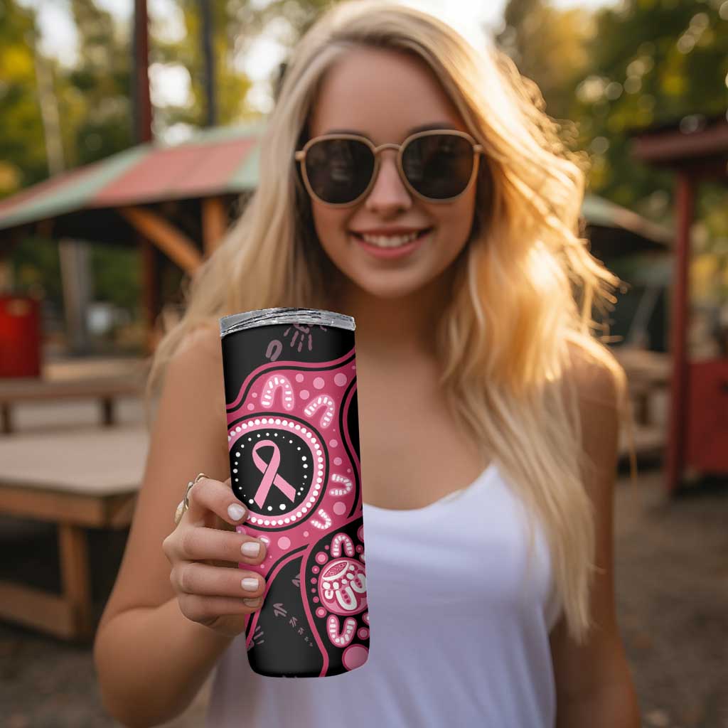 Australia Indigenous Skinny Tumbler Breast Cancer Black Aboriginal Butterfly