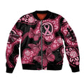 Australia Indigenous Sleeve Zip Bomber Jacket Breast Cancer Black Aboriginal Butterfly