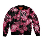 Australia Indigenous Sleeve Zip Bomber Jacket Breast Cancer Black Aboriginal Butterfly