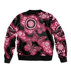 Australia Indigenous Sleeve Zip Bomber Jacket Breast Cancer Black Aboriginal Butterfly