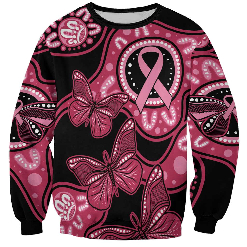 Australia Indigenous Sweatshirt Breast Cancer Black Aboriginal Butterfly